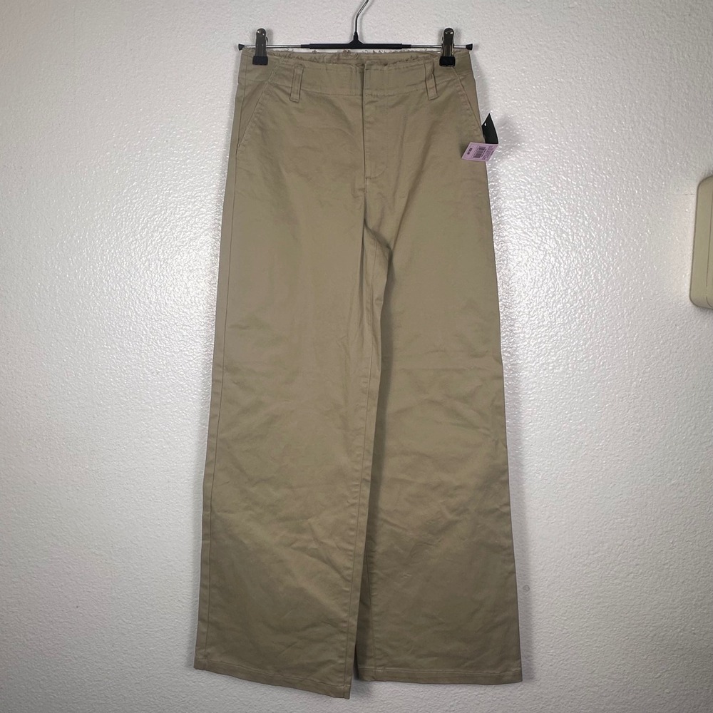 Wild Fable Women Tan Wide Leg Khaki Pants Raw Edge Waistband XXS
